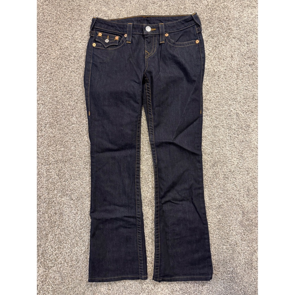True Religion Jeans Womens 28 Blue Joey Bootcut Low Rise Flap Pocket Indigo